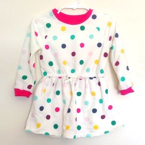 Okie Dokie 18M Knitted Polka dot Pink/Yellow/Green/Purple with Pink Accent Dress